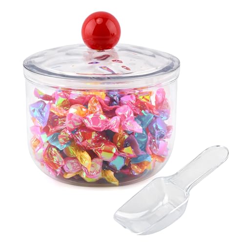 30oz Plastic Candy Jar with Airtight Lid & Spoon - Perfect for Parties
