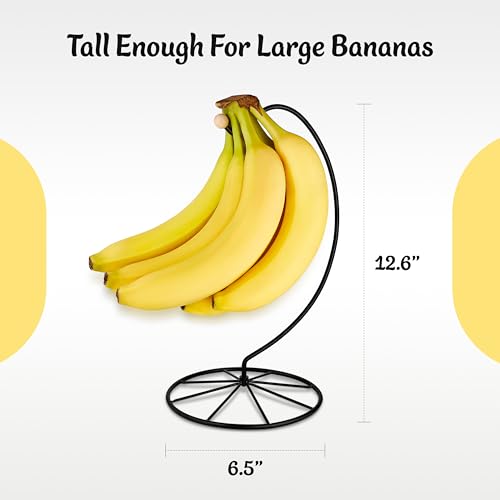 Homeries Matt Black Banana Holder Stand Modern Kitchen Counter Organizer