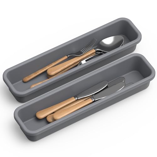 Silicone Drawer Organizer for Cutlery - 2 Pack, Heat-Resistant & Non-Slip