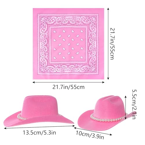 Pink Mini Cowgirl Hat Headband with Bandana Western Costume Set