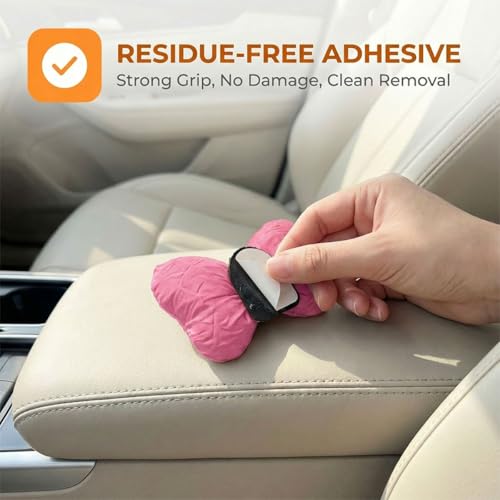 QEUOBUE 2PCS Mini Car Hooks Self-Adhesive Bow-Knot Storage Hangers Pink