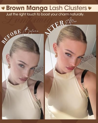 Brown Lash Clusters Manga Wispy Individual Eyelash Extensions 10-16MM