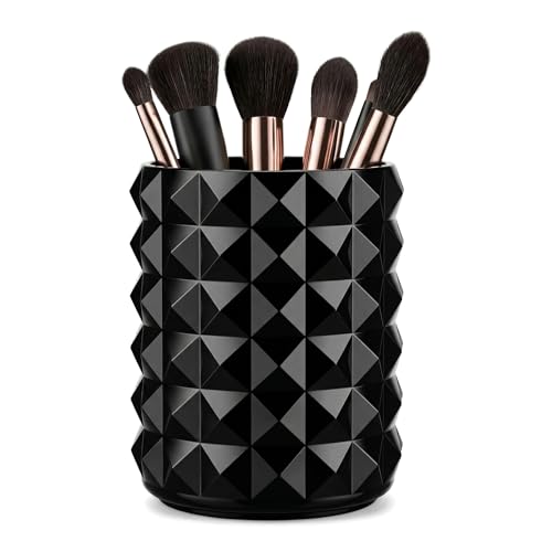 YAFIYI Acrylic Makeup Brush Holder - Black Clear Cosmetic Organizer for Vanity
