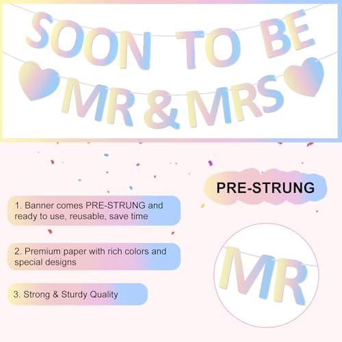 Soon To Be Mr & Mrs Glitter Banner Pre-Strung Engagement Decor