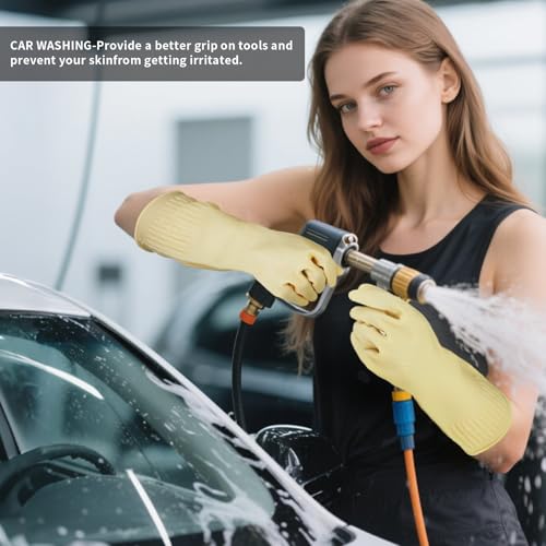 Reusable Rubber Cleaning Gloves - 15-Inch Long, Large (Fits Medium Hands)