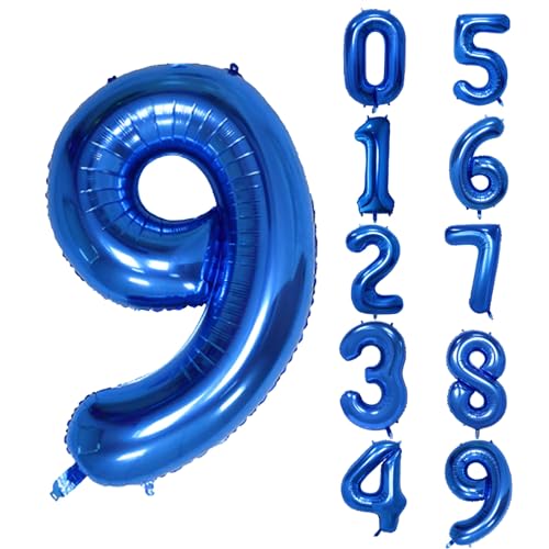 40-Inch Dark Blue Number 9 Foil Balloon for Birthdays & Celebrations