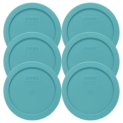 Pyrex 7201-PC 4-Cup Turquoise Replacement Lids for Glass Bowls (6-Pack)