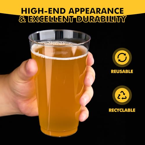 RACETOP 16 oz Clear Plastic Cups - 100 Pack for Parties & Events