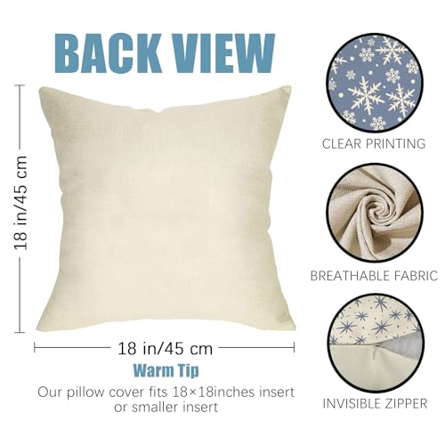 Winter Snowflakes Decorative Throw Pillow Covers 18x18, Set of 4