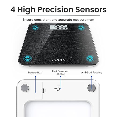 RENPHO Digital Body Weight Scale with Precision Sensors, 400 lb Capacity, Marble Finish