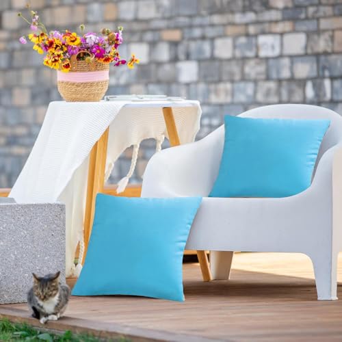 Outdoor Waterproof Pillow Covers 18x18 Set of 2 - Sky Blue