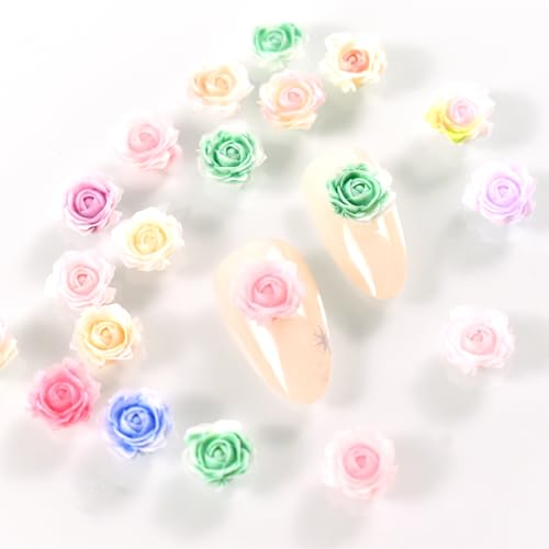 80Pcs 3D Resin Nail Charms Camellia Flowers Bows Rabbits & Butterflies
