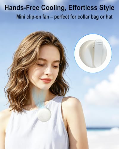 Wearable Mini Clip-On Fan - Portable Bladeless 3-Speed Fan in White