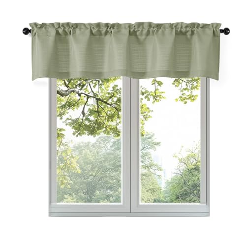 Light Green Faux Linen Textured Valance Curtain - 60"x14"