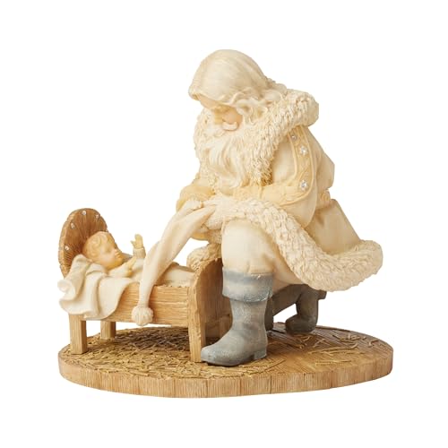 Christmas Santa and Baby Jesus Figurine - Foundations Collection, 5.12 Inch