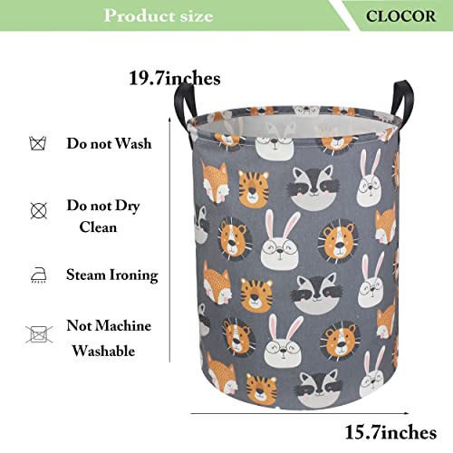 CLOCOR Collapsible Kids Laundry Basket - Animal Print Storage Hamper