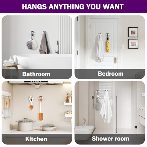 JOMOLA Stainless Steel Shower Hooks - No Drill Suction Cup (2-Pack)