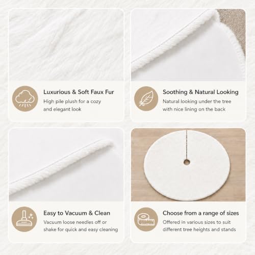 YEAHOME White Faux Fur Christmas Tree Skirt 24 Inch Holiday Decor