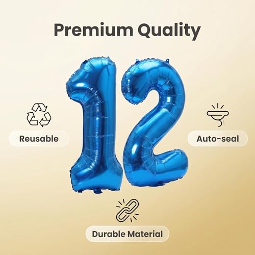32 Inch Blue Foil Helium Number Balloon for Birthday & Wedding