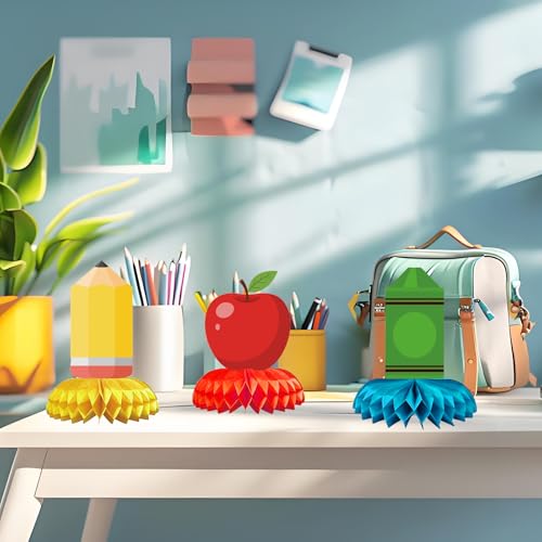 Back-to-School Honeycomb Centerpieces - 12 Pack Classroom Decorations