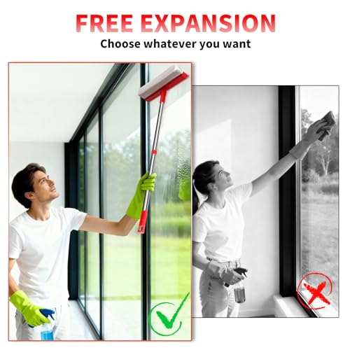 Keleekelin 2-in-1 Window Squeegee with 18.5"-28.5" Telescoping Handle