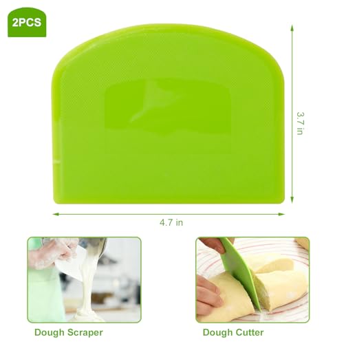 Dough Scraper Set - Flexible Plastic Bowl & Pizza Cutter Tools
