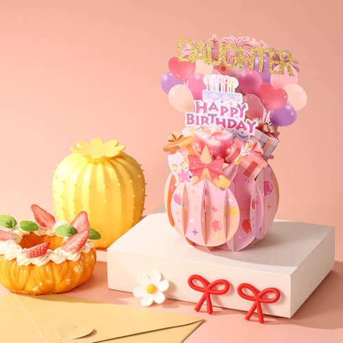 Penitue 3D Pop Up Birthday Card for Daughter with Envelope