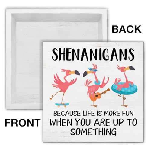 Funny Flamingo Wooden Box Sign for Summer Home Decor - 5x5 Inches
