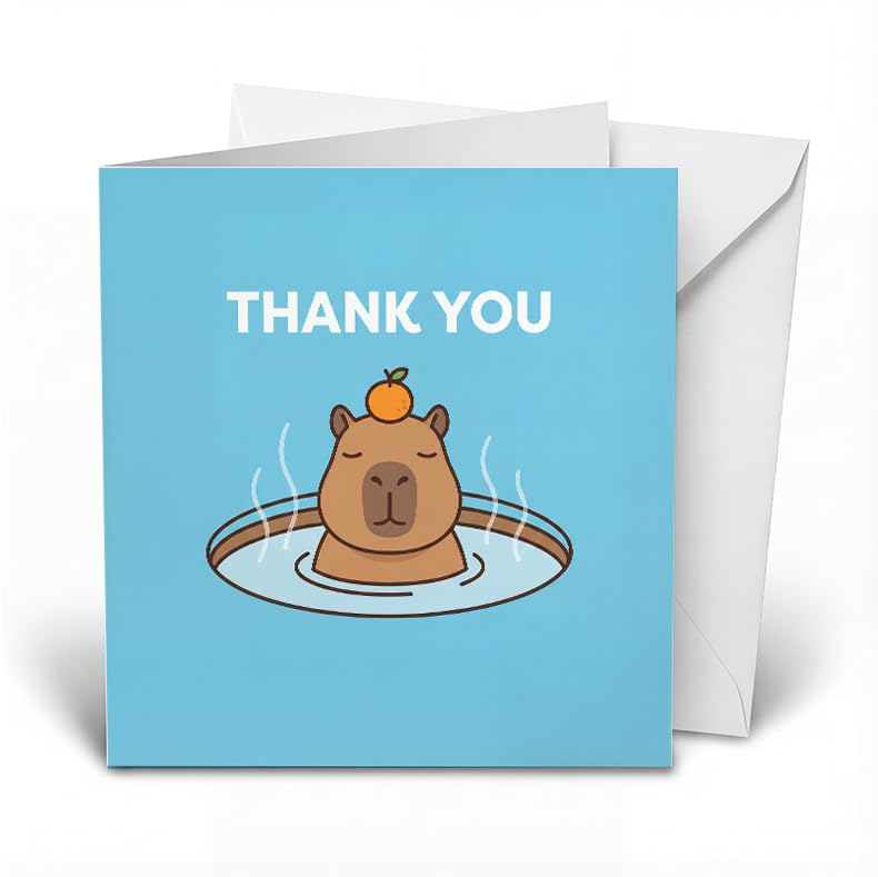 Capybara Thank You Cards with Envelopes, 5.1 Inch Square Blank Cards