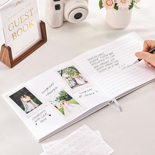 JARLINK Wedding Guest Book - Beige Linen Photo Sign-in Keepsake
