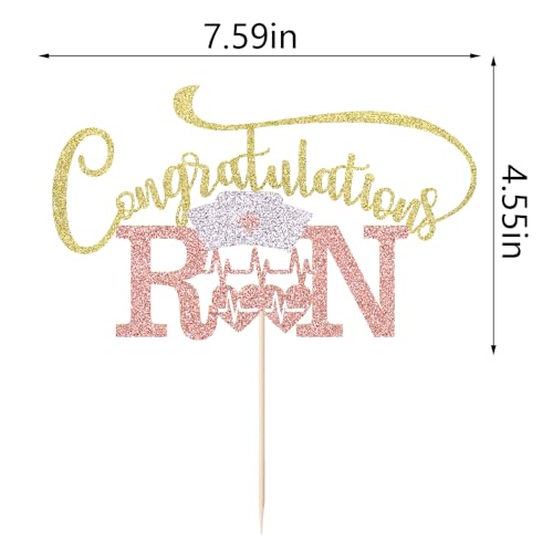 Congratulations RN Cake Topper - Glitter Nurse Graduation Decor