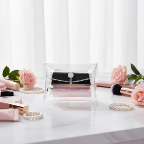 ZLmoue 4-Pack Transparent Mini PVC Makeup Bags Clear Cosmetic Pouches
