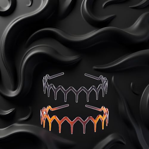 Jowxsx Zig Zag Headbands 2-Pack Brown and Black Shark Tooth Hair Combs