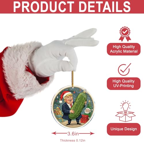 Funny Adult Christmas Pickle Ornament - 3.6 Inch Acrylic Gag Gift