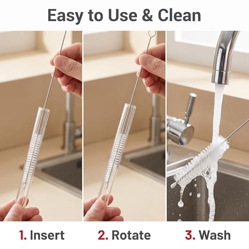 Reusable Straw Cleaner Brush Set - 2 Pack, Extra Long 10.6"