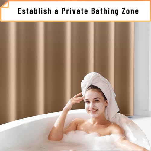 Arotive Ombre Shower Curtain, 72x75 Waterproof Fabric with 15 Hooks, Beige