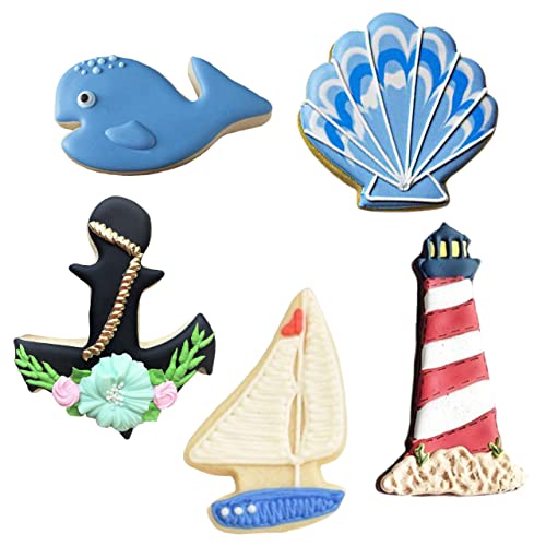 Nautical Cookie Cutter Set - 5 Piece Ocean Themed Baking Tools