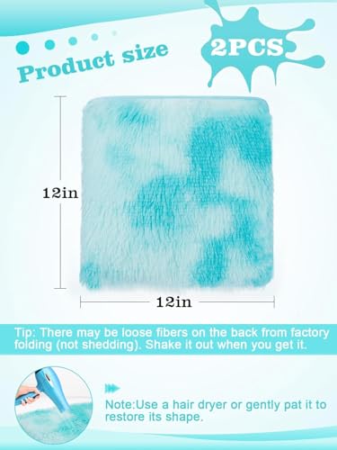 Cosweet Tie-Dye Blue Faux Fur Locker Rugs - 2 Pack, 12"