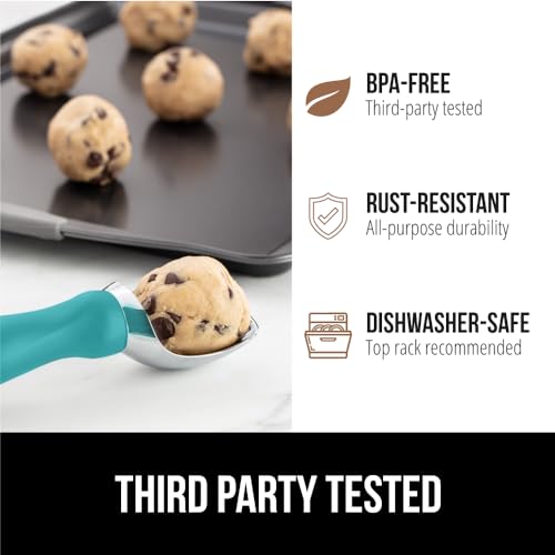 GORILLA GRIP® Heavy Duty Ice Cream Scoop - Turquoise, Ergonomic Design