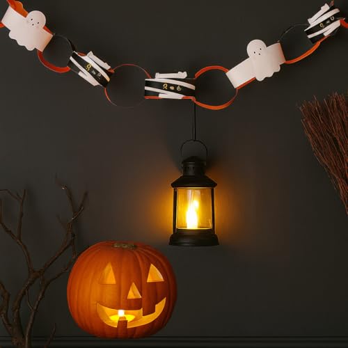 Halloween Paper Garland - 100 Precut Chains with Spooky Prints