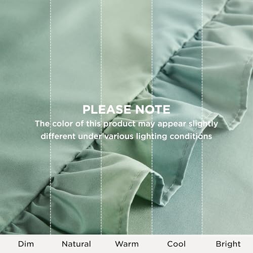 Bedsure Sage Green Ruffle Pillow Cases Set of 2 | 20" x 26"