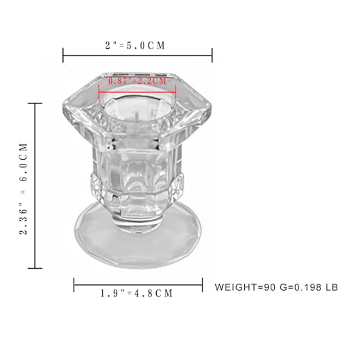 Set of 6 Clear Glass Candlestick Holders for Taper Candles