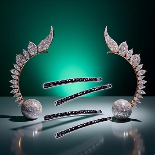Black Rhinestone Bobby Pins Sparkly Crystal Hair Pins 4 Pack