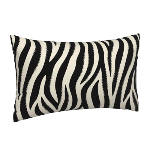 Zebra Print Striped Pillow Covers 12x20 Inch Set of 2