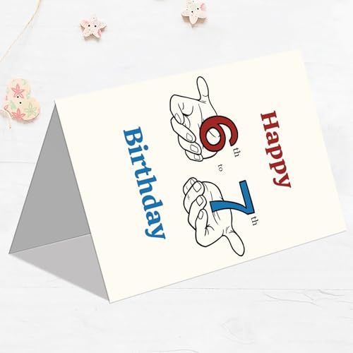 Funny 7th Birthday Card for Kids - Cute Hand-Illustrated Design