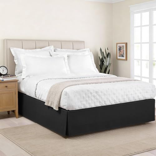 Levinsohn Tailored Bed Skirt, 14-Inch Drop, Twin Size, Black Box Pleat