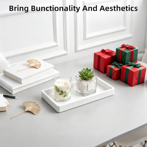 Silicone Bathroom Vanity Tray - Marble Style Countertop Organizer for Soap, Jewelry & Toiletries