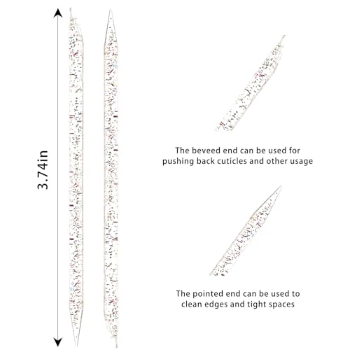 Mekupeu 100 Pcs Crystal Cuticle Pusher Sticks, Disposable Double-Sided Nail Art Remover and Cleaning Tools, Black Colorful
