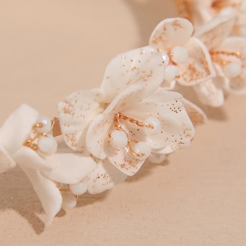 Bridal Gold Wedding Headband Hair Accessories for Women and Bridesmaids