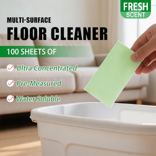 Multi-Effect Floor Cleaning Tablets - Green, 100 Pack | Deep Clean & Shine